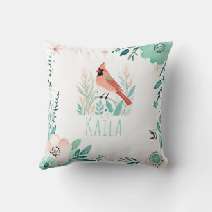 Boho Northern Cardinal Coussin Pastel Green