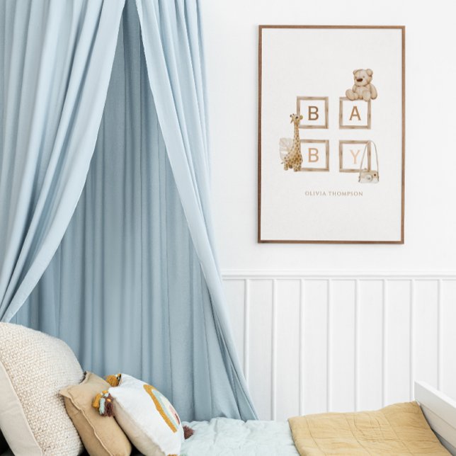 Boho Nursing Neutral Wood Block Letters Poster (Von Creator hochgeladen)