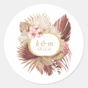 Boho-Oase Hochzeitsblumenrahmen ID959 Runder Aufkleber