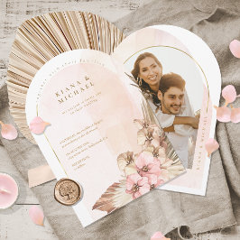 Boho-Oase-Hochzeitsfoto-Vorlage Bogen ID959 Einladung