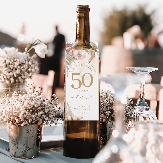 Boho Oasis Jubiläum Floral ID959 Flaschenanhänger (Wine Bottle In Situ)