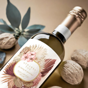 Boho Oasis Wedding Floral Vielen Dank, ID959 Weinetikett