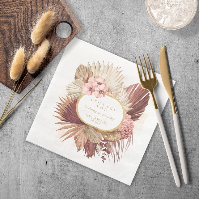 Boho Oasis Wedding Floral Vielen Dank V2 ID959 Serviette (Von Creator hochgeladen)