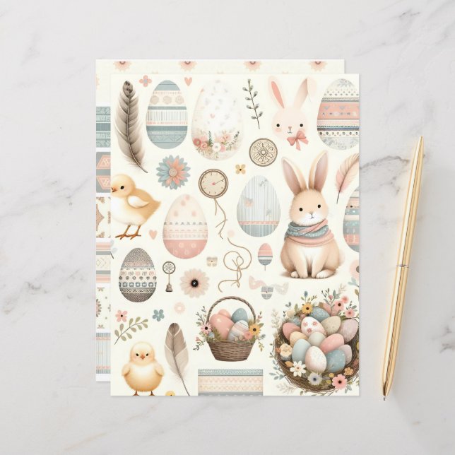Boho Oaster Ephemere Scrapbook Paper (Vorderseite/Rückseite Beispiel)