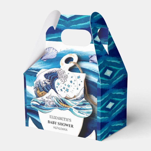 Boho Ocean Waves Baby Dusche Geschenkschachtel (Vorderseite)
