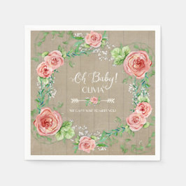 BOHO Oh Baby Girl Dusche Arrow Blume Crown Wood Serviette
