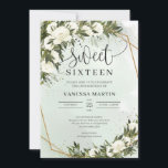 Boho Olive foliene white roses 16 . Geburtstag Einladung<br><div class="desc">Boho Olive Foliage Weiße Rosen 16 . Geburtstag Einladung Dieses charmante schicke Design ist perfekt für alle boho oder rustikalen Stil Events. Das Design ist mit Aquarellmalerei handgemalt Oliven Grünfolien gemischte Olivenzweige gemischte Aquarellrosen Blume und Gürtel in Imitaten goldgeometrische Rahmen und kombiniert moderne Kalligraphie Schriftart. Wenn Sie ein Bohemisches oder...</div>
