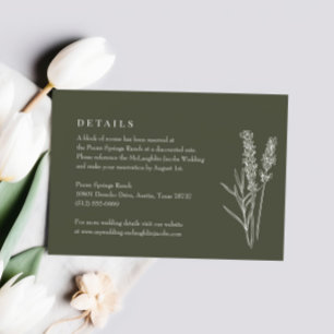 Boho Olive Green Wildblume Wedding Details RSVP Karte