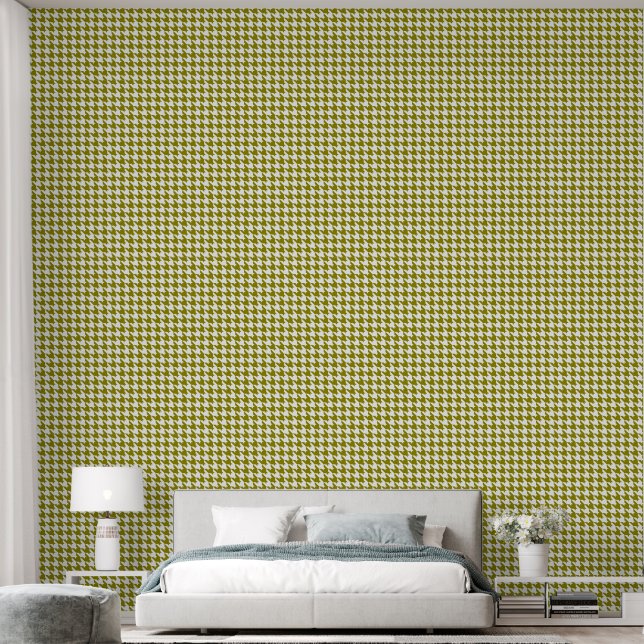 Boho Olive Houndstooth Tapete (Schlafzimmer)