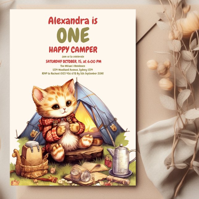 Boho One Happy Camper 1. Geburtstag Party Einladung (Von Creator hochgeladen)