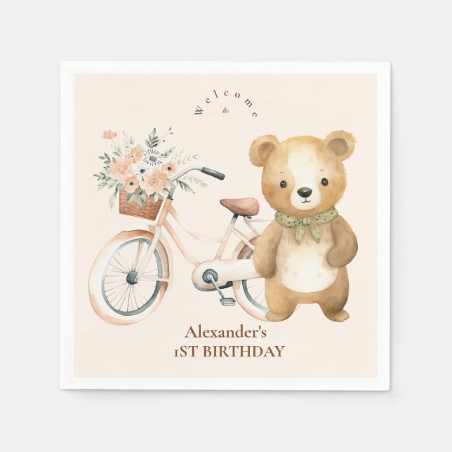 Boho One Happy Camper 1. Geburtstag Party Serviette (Vorderseite)