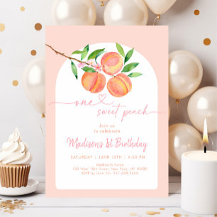 Boho One Sweet Peach Birthday Einladung