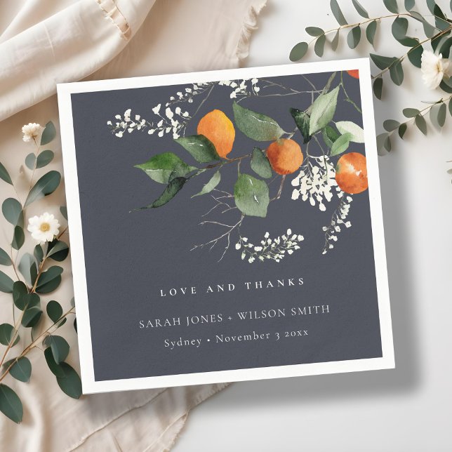 Boho Orange Blossom Botanische Hochzeit Napkins Serviette (Von Creator hochgeladen)