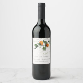 Boho Orange Blossom Botanische Hochzeit Weinetikett