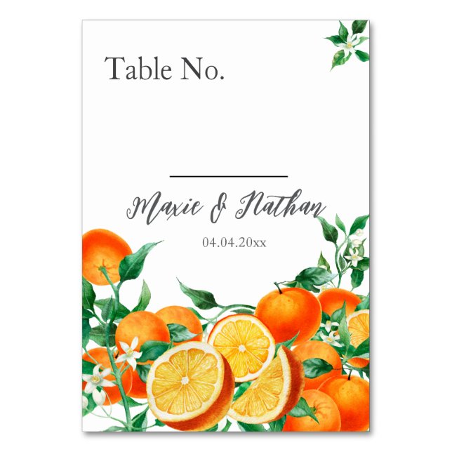 Boho Orange Blossom Mariage Numéro de table (Par défaut)