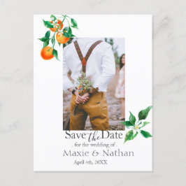 Boho Orange Blossom Save the Date Foto QR-Code Postkarte