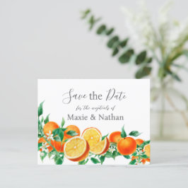 Boho Orange Blossom Save the Date Postkarte