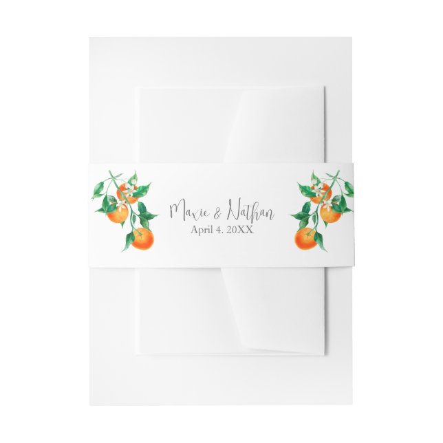 Boho Orange Blossom Wedding Einladungsbanderole (Vorderseite Beispiel)
