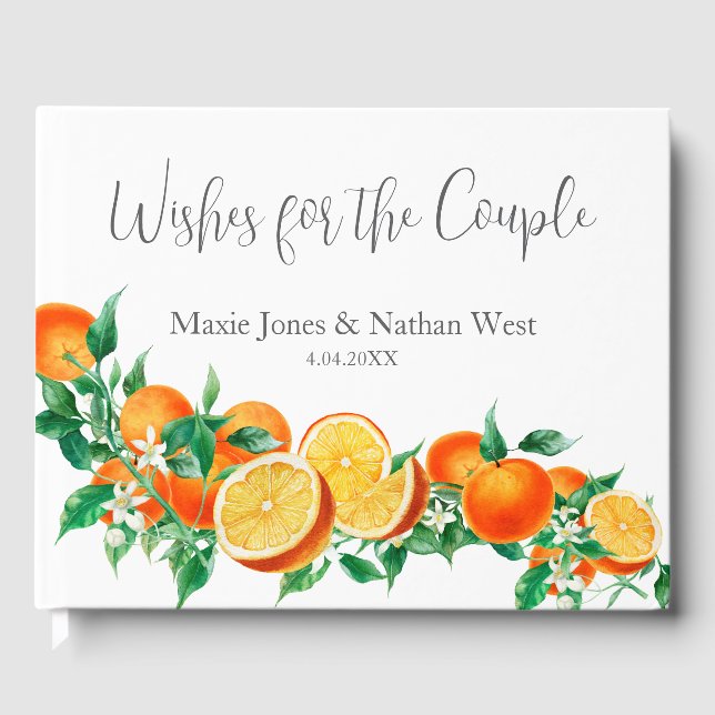 Boho Orange Blossom Wedding Gästebuch (Vorderseite)