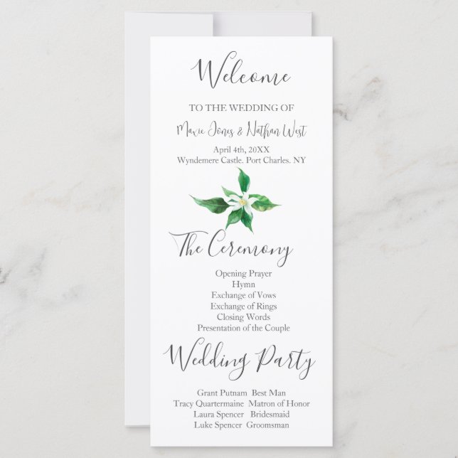 Boho Orange Blossom Wedding Program (Vorderseite)