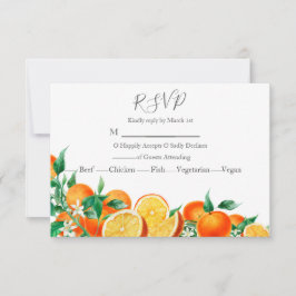 Boho Orange Blossom Wedding RSVP Karte