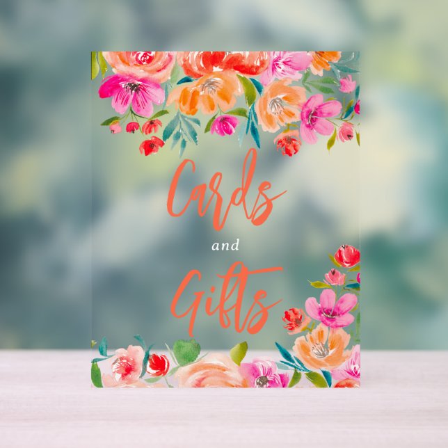 Boho orange blühende Wildblumen Brautgeschenke Zei Acrylschild (Neutral)