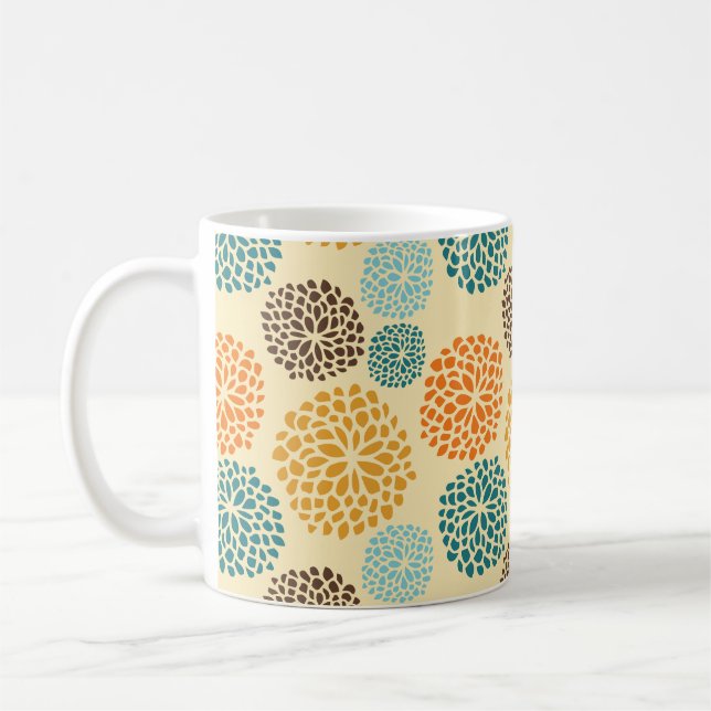 Boho Orange Brown Retro Polka Dots farbenfroh Kaffeetasse (Links)