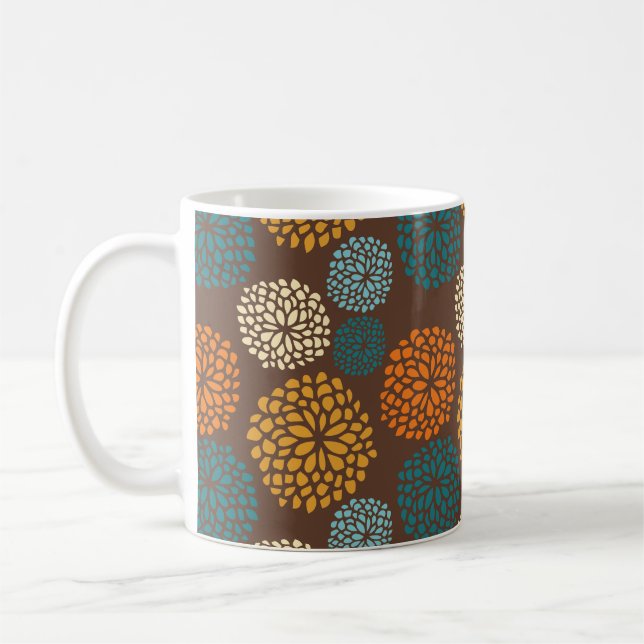 Boho Orange Brown Retro Polka Dots farbenfroh Kaffeetasse (Links)
