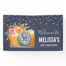Boho Orange Camera & Blume Willkommen
