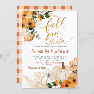 Boho Orange Citrouille Engagement Party Invitation