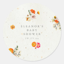 Boho Orange Cottagecore Floral Baby Shower Name