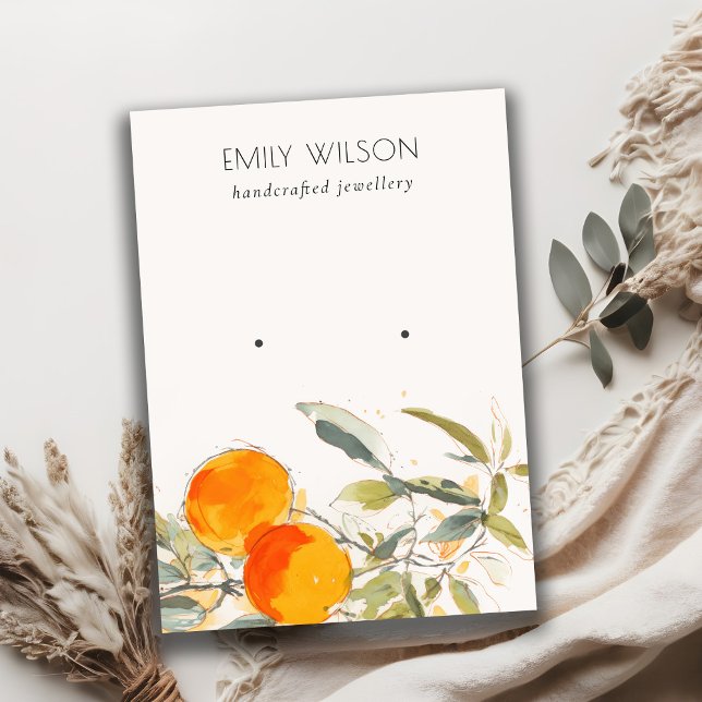Boho Orange Fruity Watercolor Ofenfarben Gestüt Di Visitenkarte (Von Creator hochgeladen)