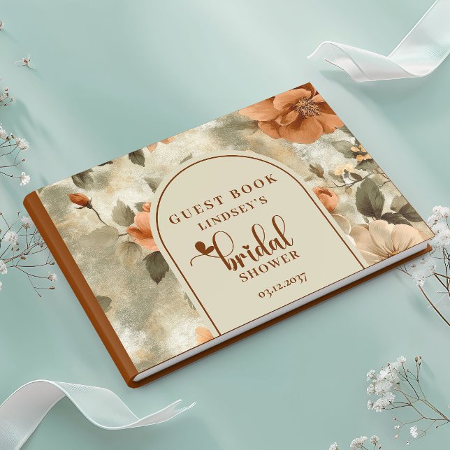 Boho-Orange-Hochzeitsgästebuch Gästebuch (Bohemian Burnt Orange Bridal Shower Guest Book)