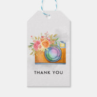 Boho Orange Kamera & Floral Bouquet Wasserfarbe