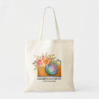 Boho Orange Kamera & Floral Bouquet Wasserfarbe