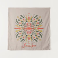 Boho Orange Mandala Name