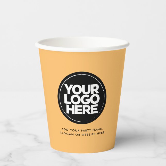 Boho Orange | Personalisiertes Logo und Text Pappbecher (Vorderseite)