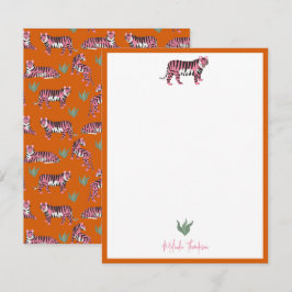 Boho Orange Pink Jungle Tiger Script Mitteilungskarte