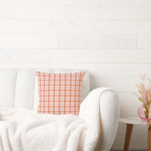 Boho Orange Pink Kariert Modern Trendig  Kissen