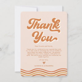 Boho Orange Retro 70er Wedding Dankeschön Card Einladung