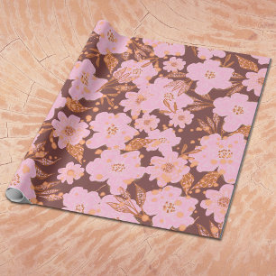 Boho Orange Rust Jeden Anlaß Blumengiftwrap Geschenkpapier