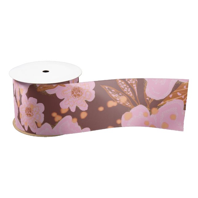 Boho Orange Rust Jeden Anlaß Floral Satinband (Spule)