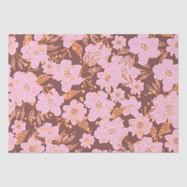 Boho Orange Rust Jeden Anlaß Floral Seidenpapier (Vorderseite)