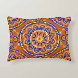 Boho Orange Tile Design Dekokissen