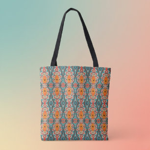 Boho Orange und türkisfarbene Stämme Inspiriert Tasche