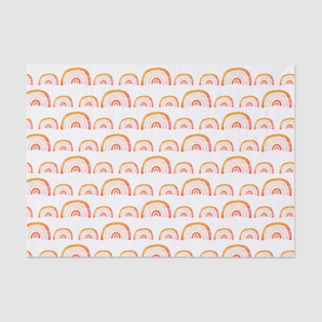 Boho Orange Watercolor Rainbow-Muster Seidenpapier (Vorderseite)