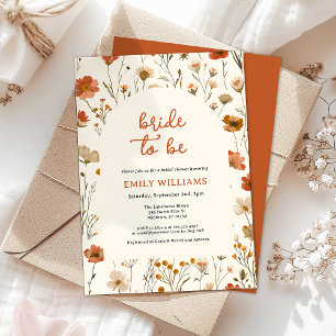 Boho Orange Wildblume Brie to Be Brautparty Einladung