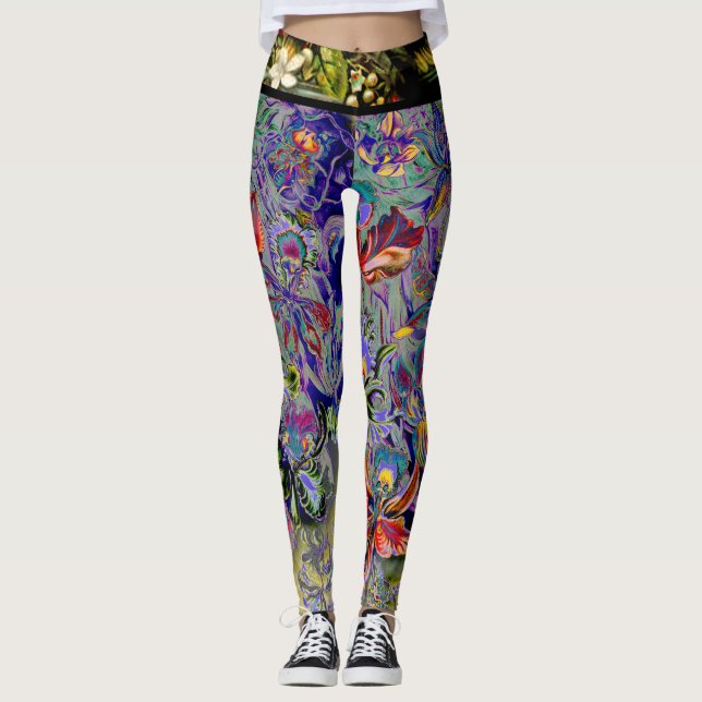 Boho Orchideen-Blume Leggings (Vorderseite)
