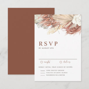 Boho-Orchideen und getrocknete Palmwedel-Hochzeit RSVP Karte