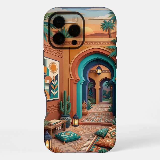 Boho Oriental iPhone 16 Pro Max Case | Teal Terrac Hülle (Rückseite)